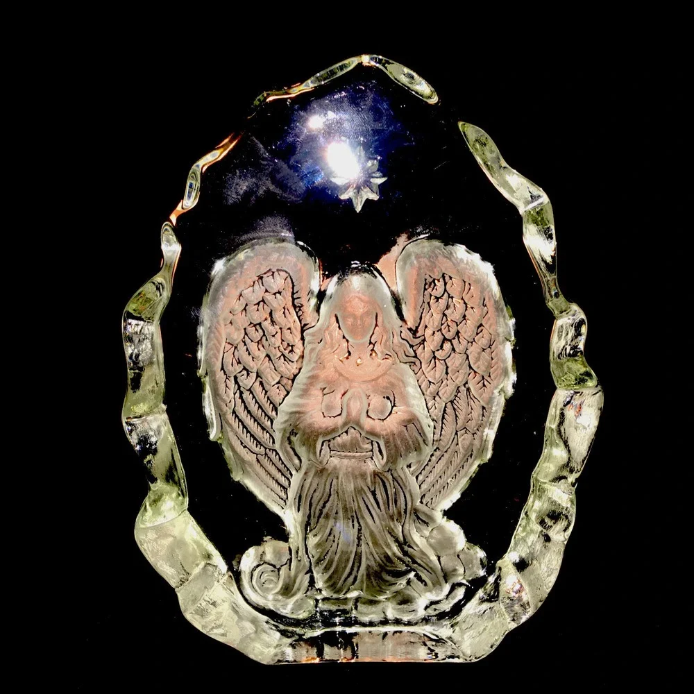 Fifth Avenue 3 Dimensional Angel Sculpture Solid Glass Christmas Spiritual Gift